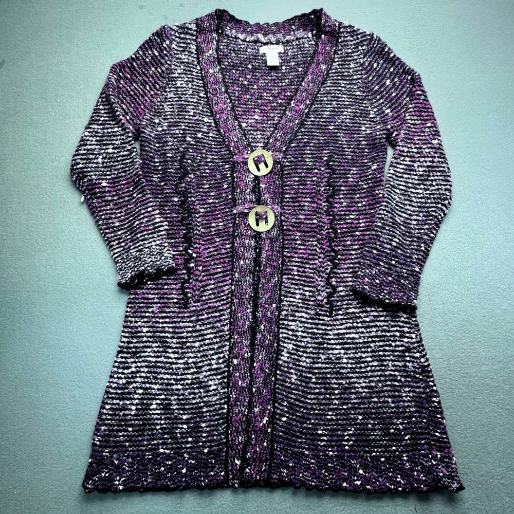 Vertigo Paris Cardigan Womens XL Purple Space Dye‎ Alpaca Mohair Blend boho